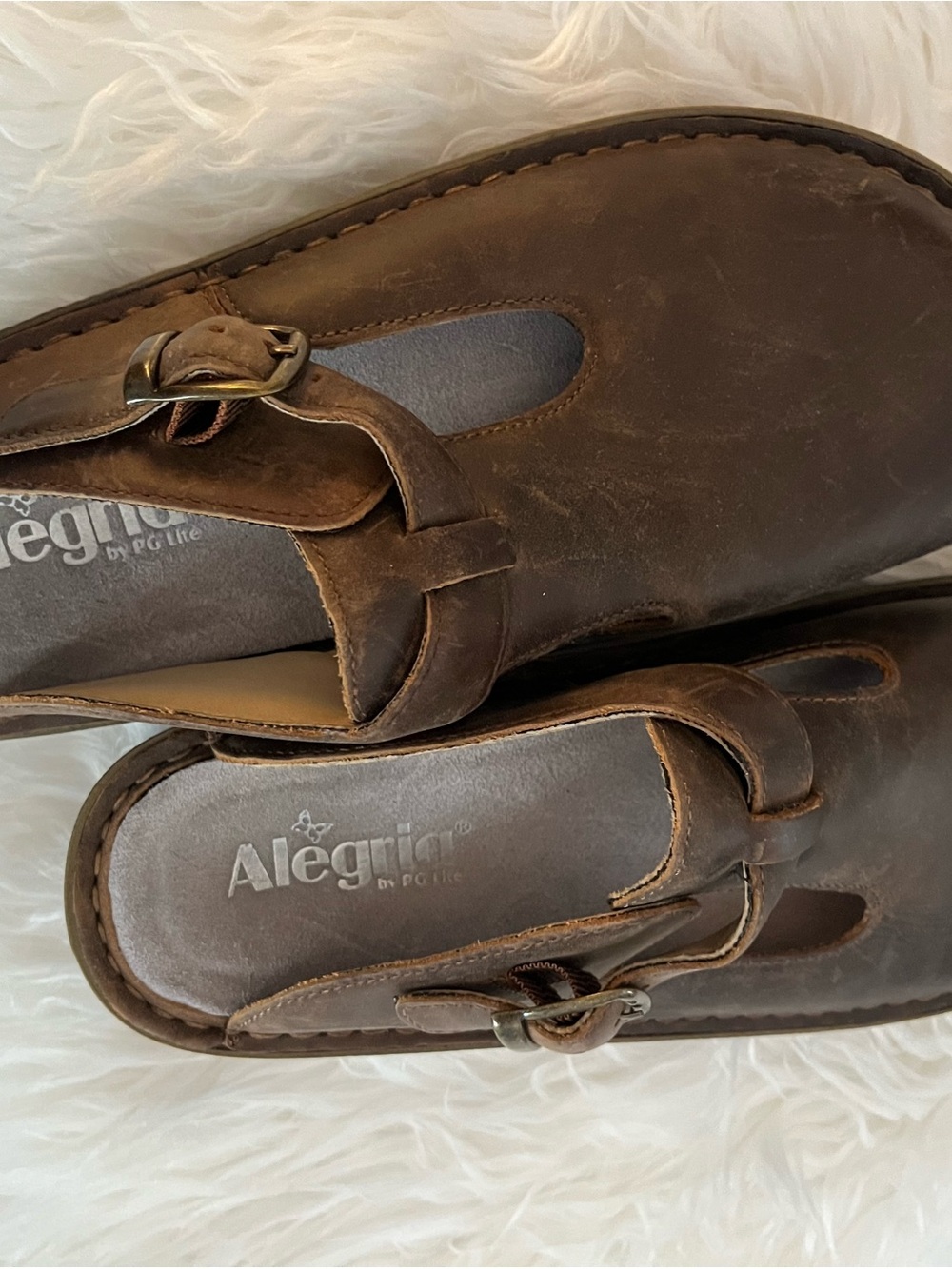 Alegria Men's Brown Leather Slip-On Loafers with Buckle